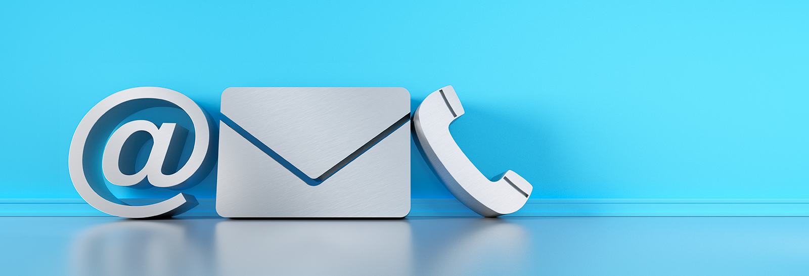 contact symbols against a blue background banner image